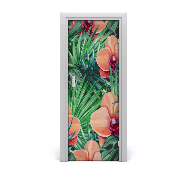 Self-adhesive door veneer Orchid and palm