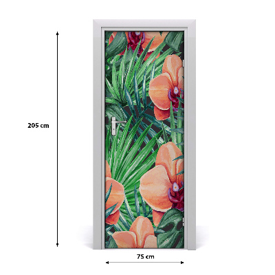 Self-adhesive door veneer Orchid and palm