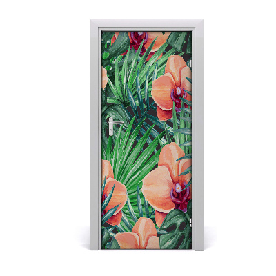 Self-adhesive door veneer Orchid and palm