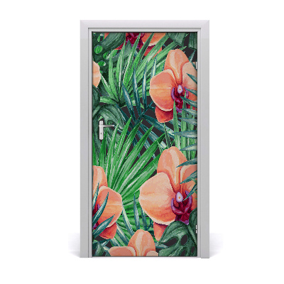 Self-adhesive door veneer Orchid and palm