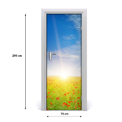 Self-adhesive door sticker Field of poppies