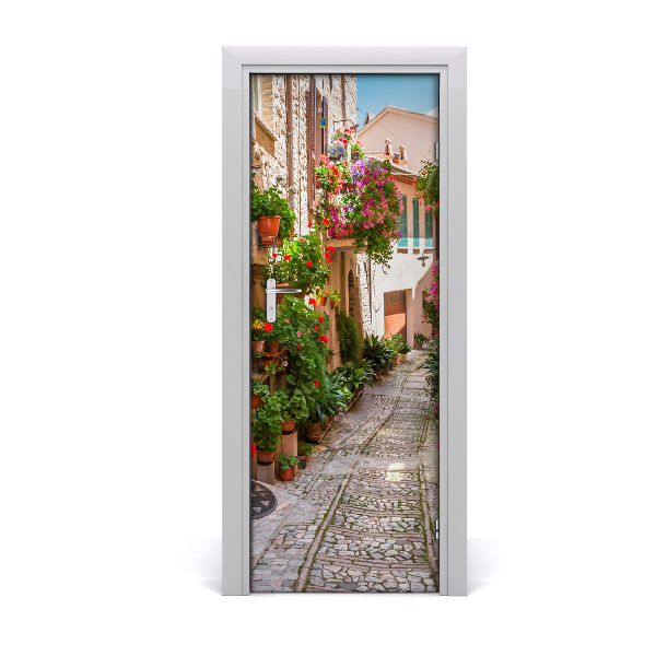 Self-adhesive door wallpaper Italian streets