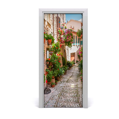 Self-adhesive door wallpaper Italian streets