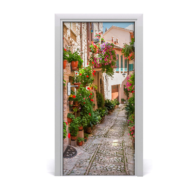 Self-adhesive door wallpaper Italian streets