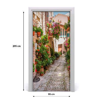 Self-adhesive door wallpaper Italian streets