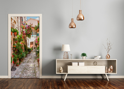 Self-adhesive door wallpaper Italian streets