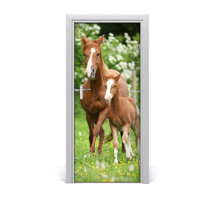 Self-adhesive door sticker Mare and foal