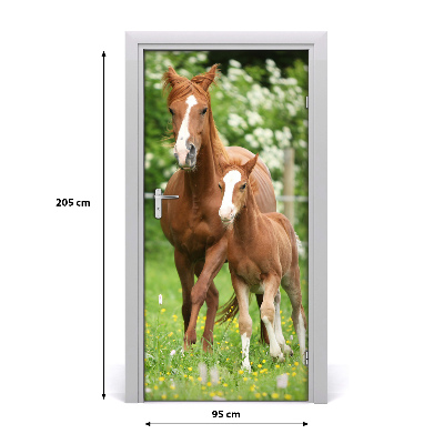 Self-adhesive door sticker Mare and foal