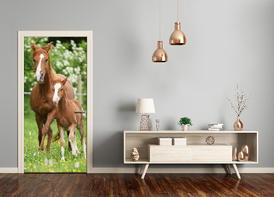 Self-adhesive door sticker Mare and foal