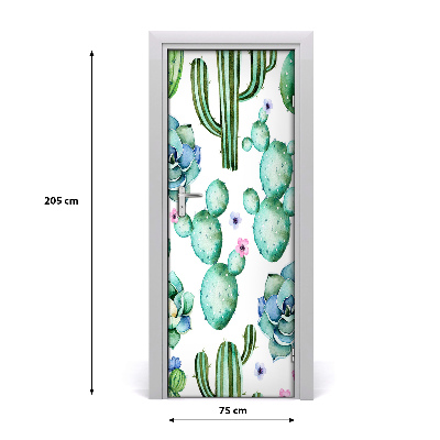 Self-adhesive door wallpaper Cacti