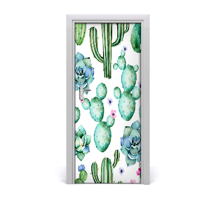 Self-adhesive door wallpaper Cacti