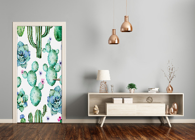 Self-adhesive door wallpaper Cacti