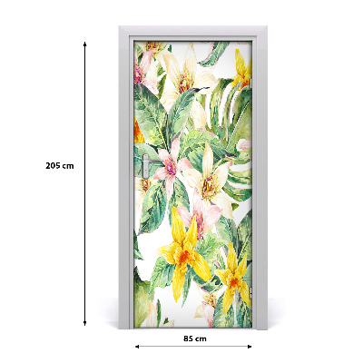 Self-adhesive door veneer Tropical flowers