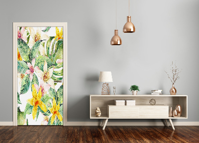 Self-adhesive door veneer Tropical flowers