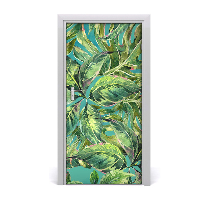 Self-adhesive door veneer Tropical leaves