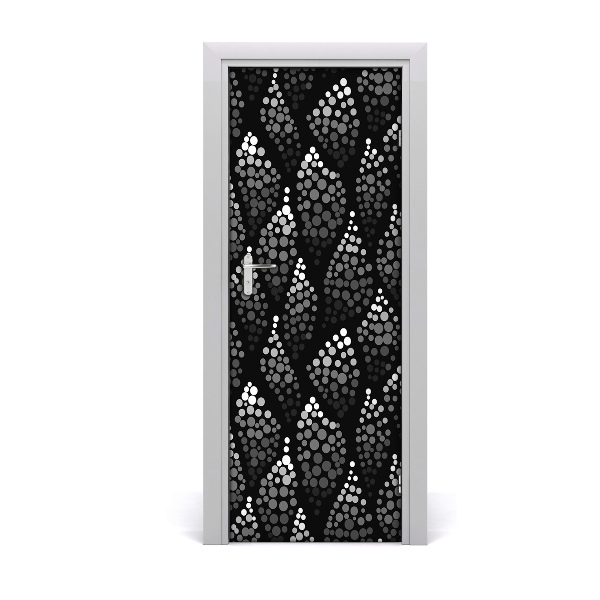 Door wallpaper Black and white dots