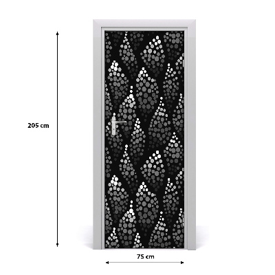 Door wallpaper Black and white dots