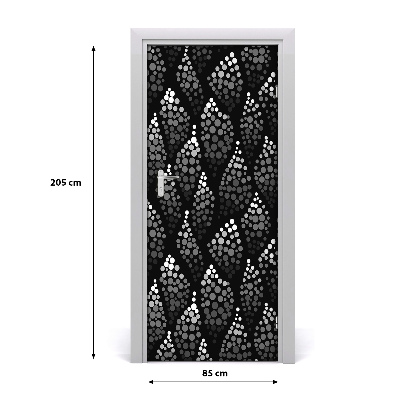 Door wallpaper Black and white dots