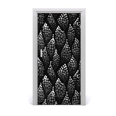 Door wallpaper Black and white dots