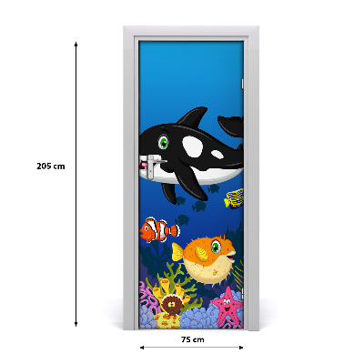 Self-adhesive door sticker Underwater world