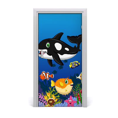 Self-adhesive door sticker Underwater world