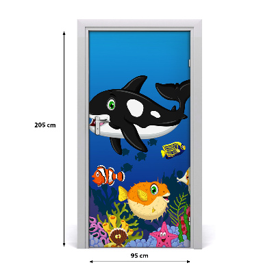 Self-adhesive door sticker Underwater world