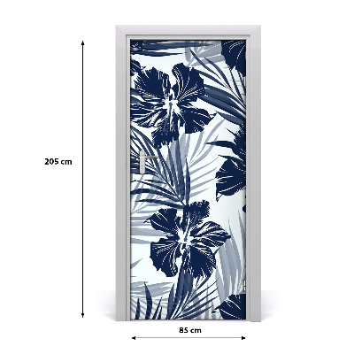 Self-adhesive door veneer Tropical flowers