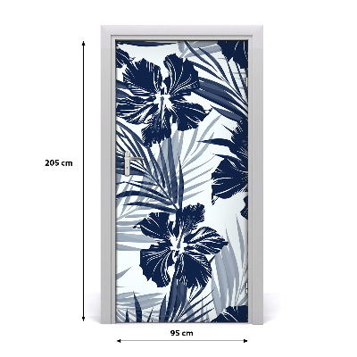 Self-adhesive door veneer Tropical flowers