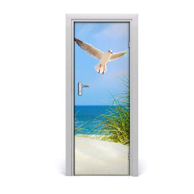 Self-adhesive door sticker Seagull above the dunes