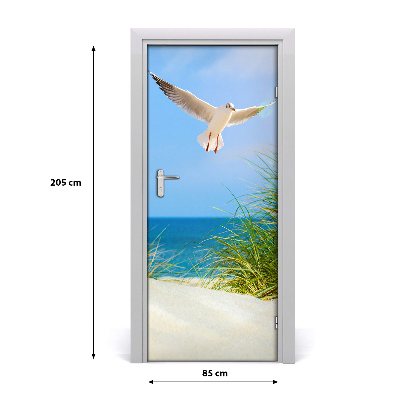 Self-adhesive door sticker Seagull above the dunes