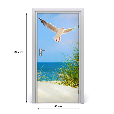 Self-adhesive door sticker Seagull above the dunes