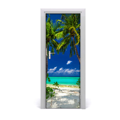 Self-adhesive door sticker Tropical beach