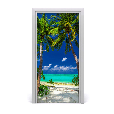 Self-adhesive door sticker Tropical beach