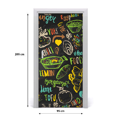 Self-adhesive door sticker Thai dishes