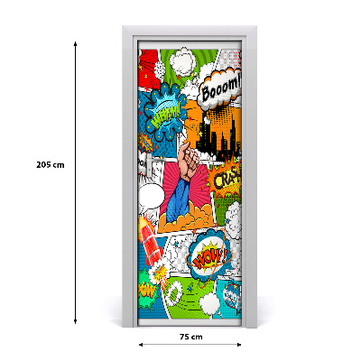 Self-adhesive door sticker Comic wall