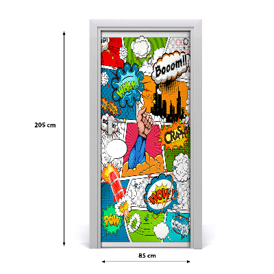 Self-adhesive door sticker Comic wall