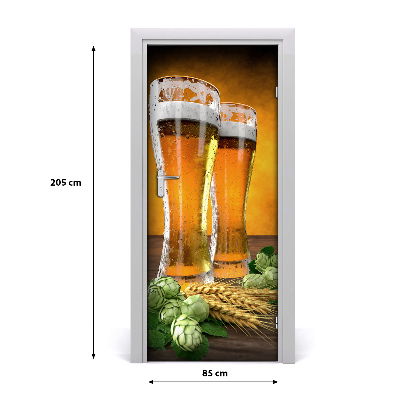 Self-adhesive door sticker Two glasses of beer