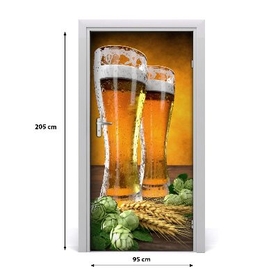 Self-adhesive door sticker Two glasses of beer