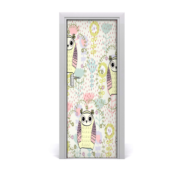 Self-adhesive door sticker The wall of owls