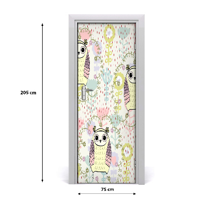 Self-adhesive door sticker The wall of owls