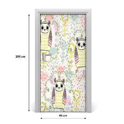 Self-adhesive door sticker The wall of owls