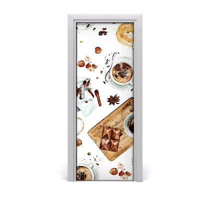 Self-adhesive door sticker Breakfast