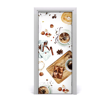 Self-adhesive door sticker Breakfast