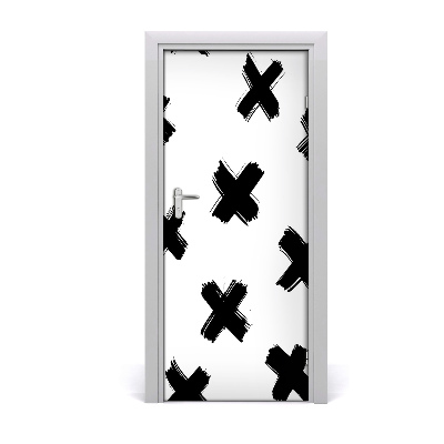 Door wallpaper Black and white spots