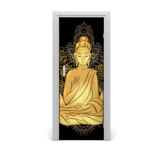 Self-adhesive door sticker Buddha and mandala