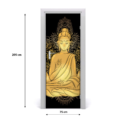 Self-adhesive door sticker Buddha and mandala