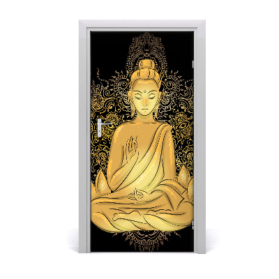 Self-adhesive door sticker Buddha and mandala