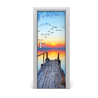 Self-adhesive door sticker Wooden pier