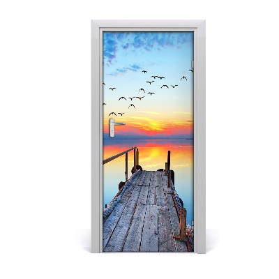 Self-adhesive door sticker Wooden pier