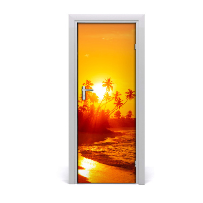 Self-adhesive door sticker Tropical beach